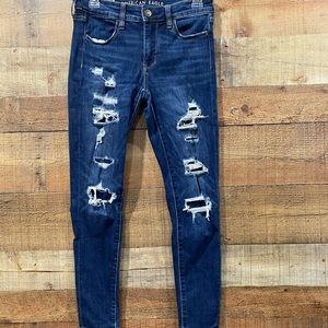 American Eagle Distressed and Patched Jeggings Size 4 Short
